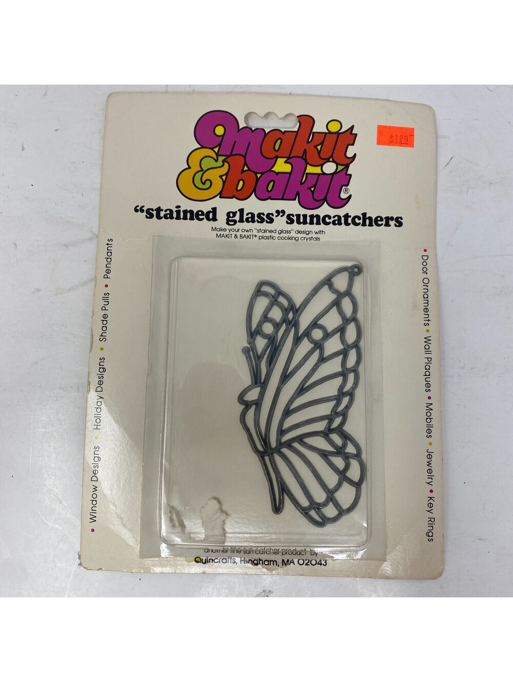 Vintage Makit & Bakit Butterfly Stained Glass Suncatcher Craft Kit Frame Mold